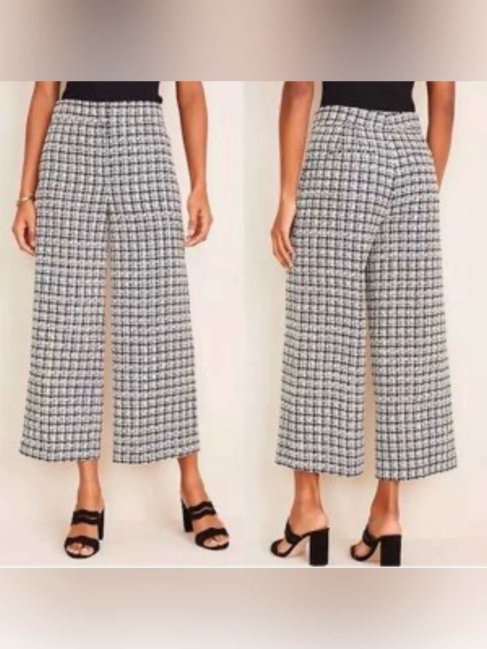 Ann Taylor The Marina Wide Leg Tweed Pants 8P